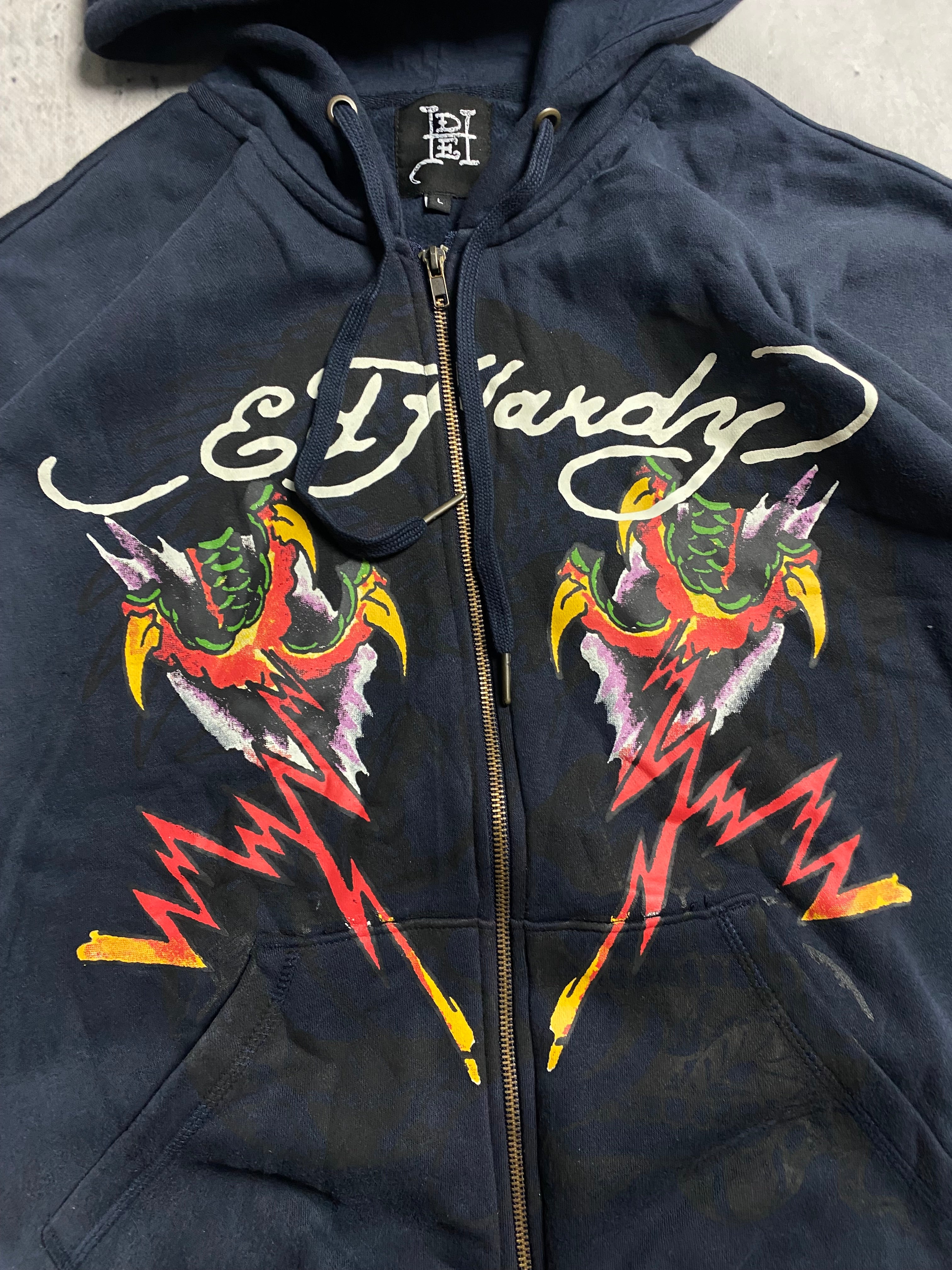 Ed hardy zipp up hoodie navy