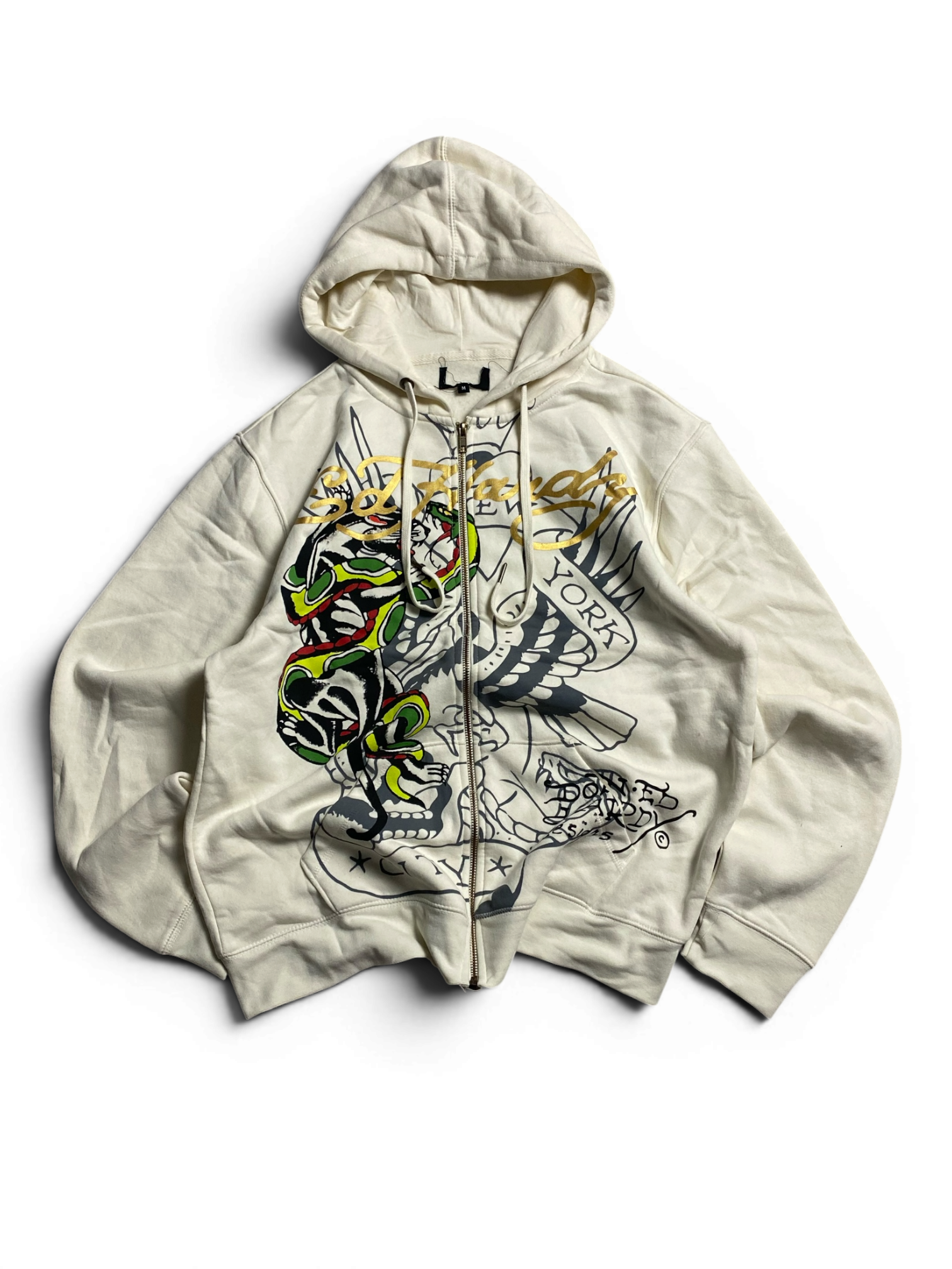 Ed hardy zipp up hoodie biały